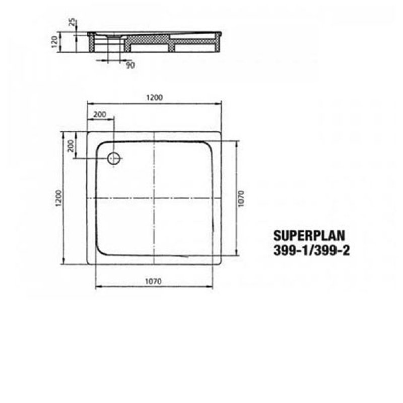Kaldewei Superplan Square Steel Shower Tray 1200mm x 1200mm - White