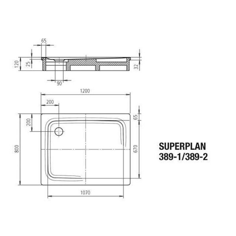 Kaldewei Superplan Rectangular Steel Shower Tray 1200mm x 800mm - White