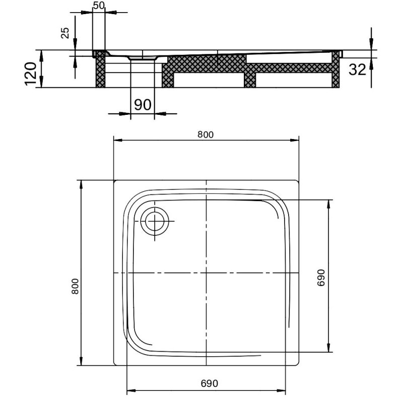 Kaldewei Superplan Square Steel Shower Tray 800mm x 800mm - White