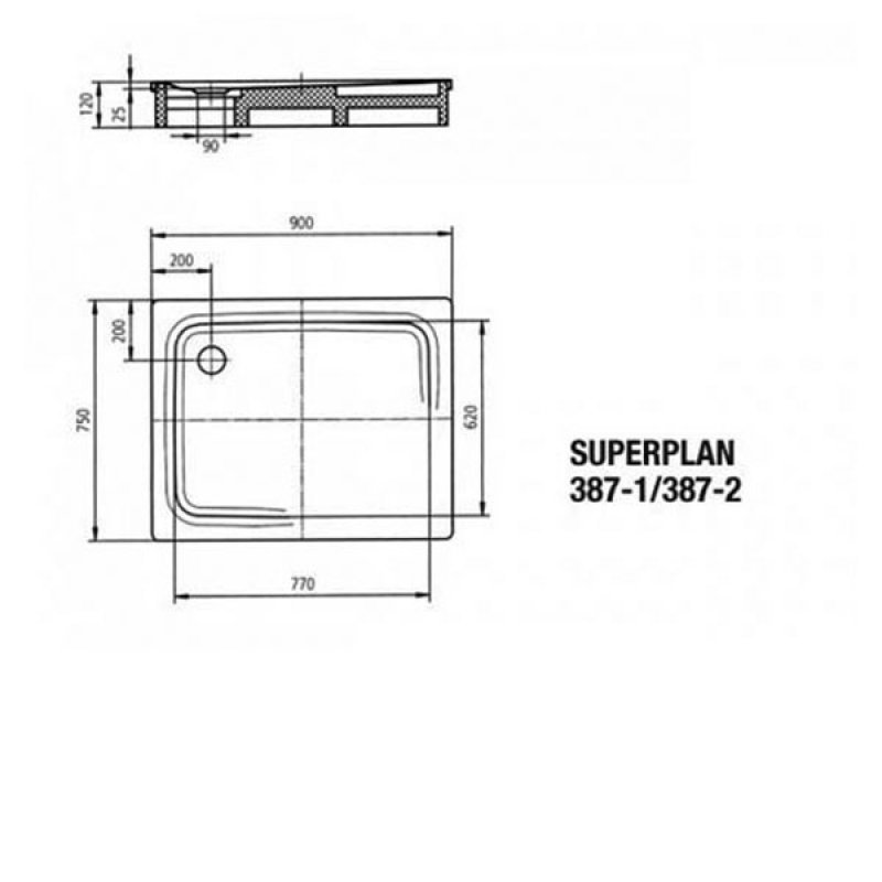 Kaldewei Superplan Rectangular Steel Shower Tray 900mm x 750mm - White