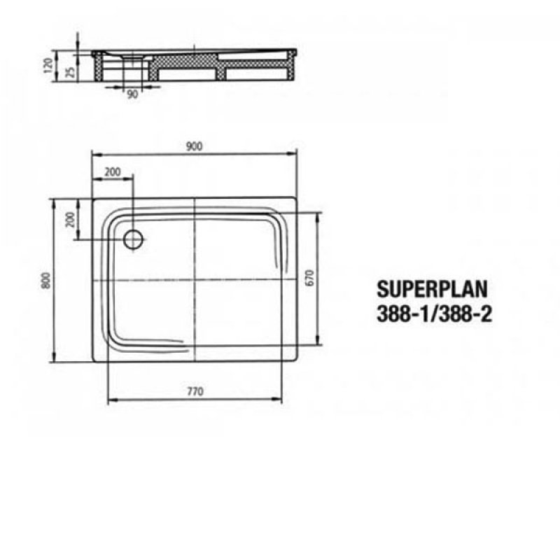 Kaldewei Superplan Rectangular Steel Shower Tray 900mm x 800mm - White