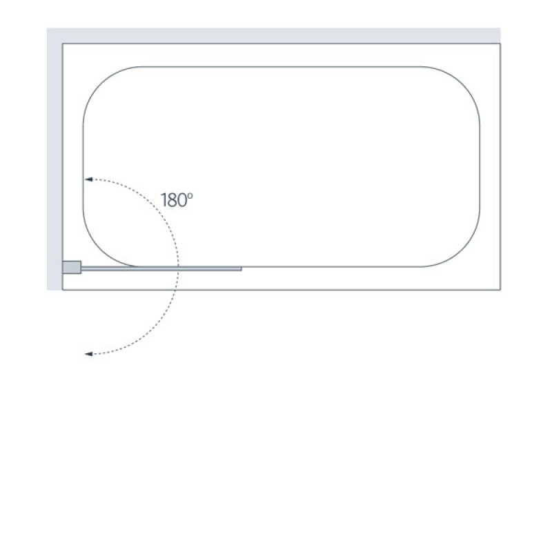 Signature Classic Single Panel White Framed Curved Hinged Bath Screen 1400mm H x 800mm W - 6mm Glass