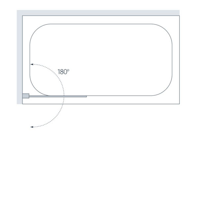 Signature Contract Single Panel White Framed Curved Hinged Bath Screen 1400mm H x 800mm W - 6mm Glass