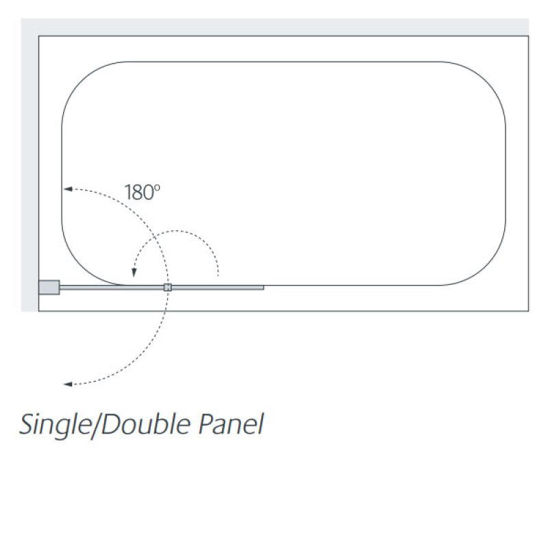 Signature Classic Single Panel Silver Framed Hinged Bath Screen 1400mm H x 760mm W - 4mm Glass