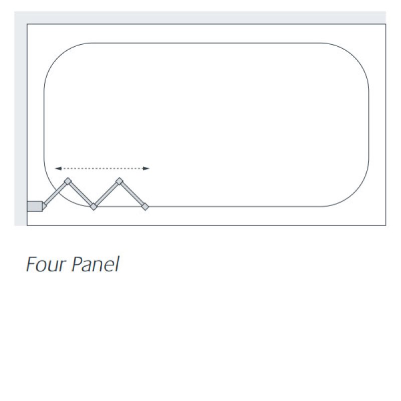 Signature Contract Four Folding Silver Framed Bath Screen 1400mm H x 730mm W - 4mm Glass