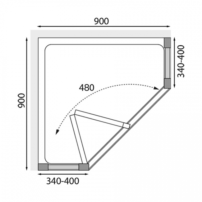 Lakes Classic Framed Bi-Fold Door Pentagonal Shower Enclosure 900mm x 900mm