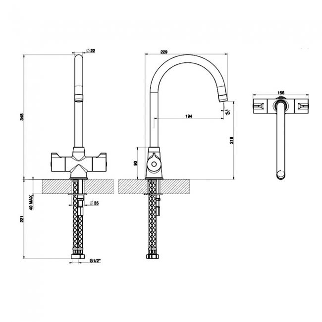 Leisure Aquaclear Filter Dual Lever Kitchen Sink Mixer Tap - Satin Steel