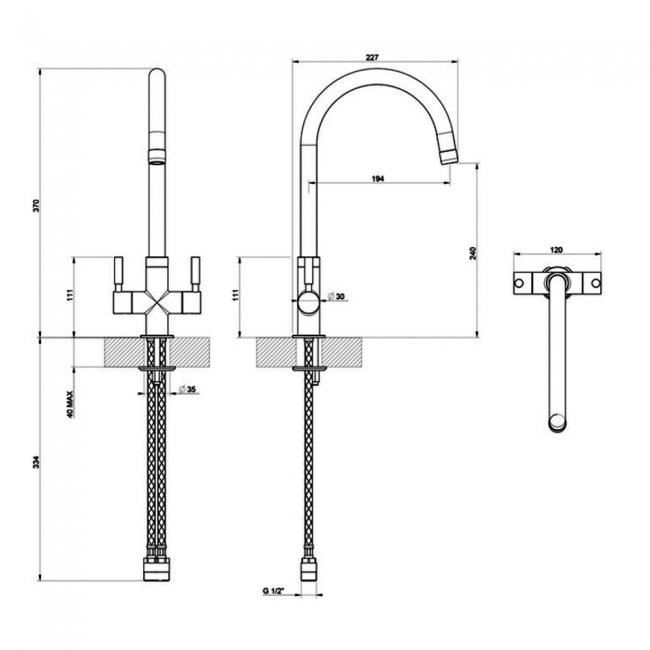 Leisure Aquafocus Dual Lever Kitchen Sink Mixer Tap - Satin Bronze