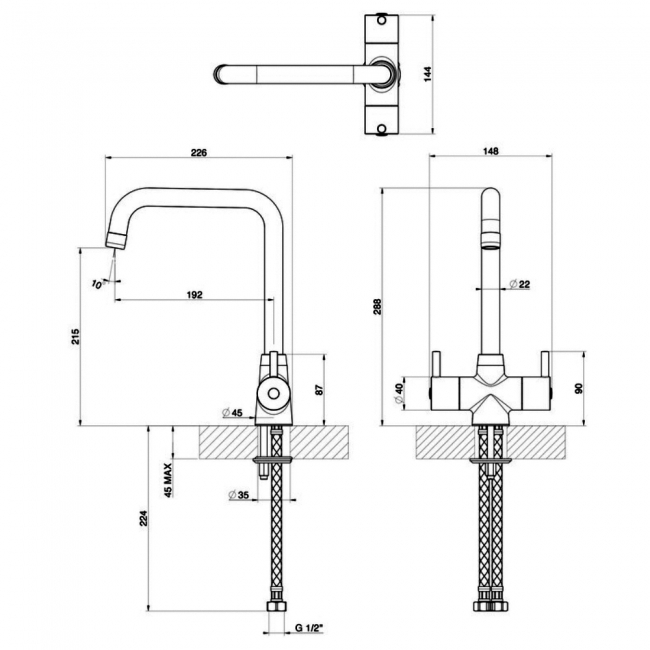 Leisure Aquaform 2 Dual Lever Kitchen Sink Mixer Tap - Chrome