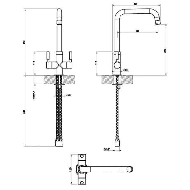 Leisure Aquaform Dual Lever Kitchen Sink Mixer Tap - Satin Bronze