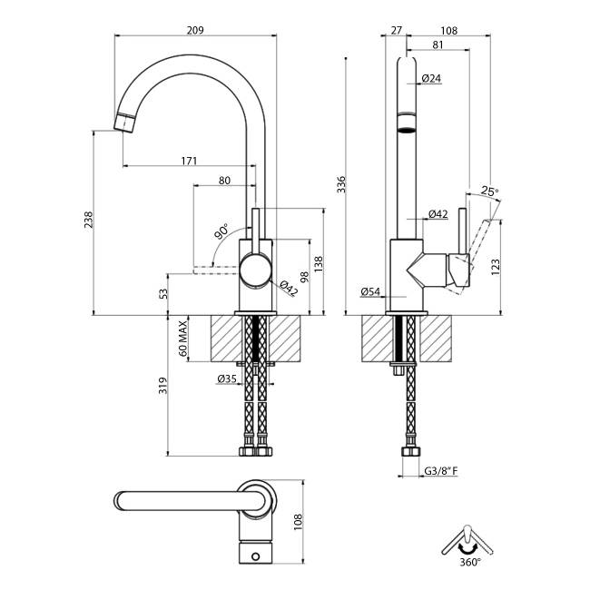 Leisure AquaNova Single Lever Kitchen Sink Mixer Tap - Black