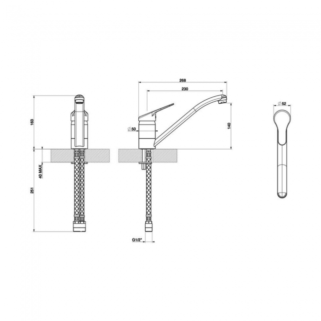 Leisure Aquapace Aquanomic 40 Single Lever Kitchen Sink Mixer Tap - Chrome