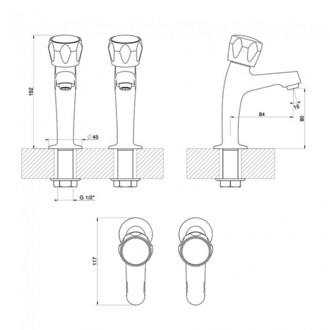 Leisure Aquapillar Kitchen Sink Taps Pair - Chrome