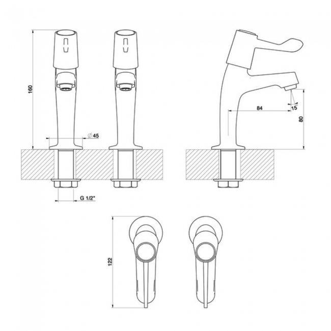 Leisure Aquapillar Kitchen Sink Taps Lever Handles Pair - Chrome