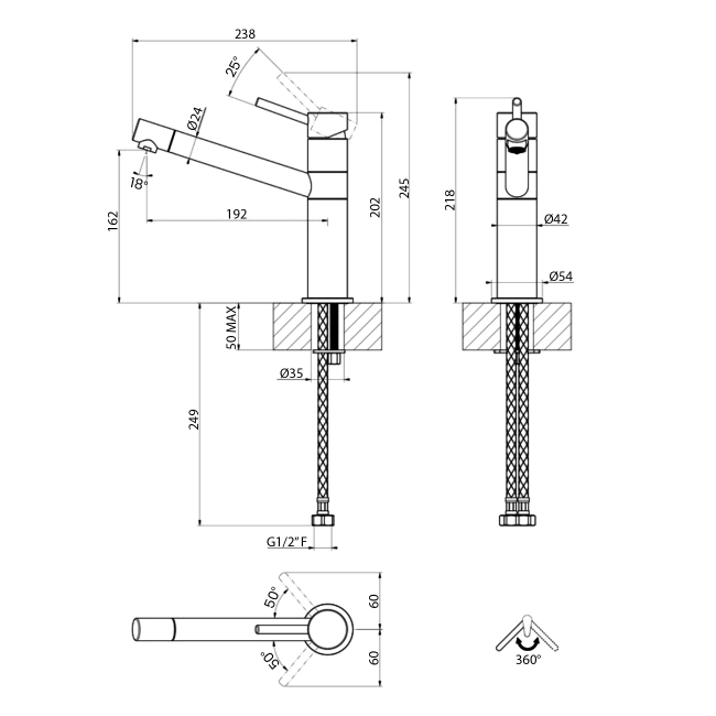 Leisure AquaRise Single Lever Kitchen Sink Mixer Tap - Chrome
