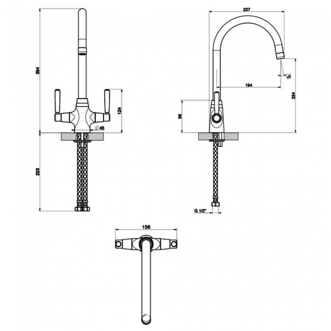 Leisure Aquasense Dual Lever Kitchen Sink Mixer Tap - Satin Steel