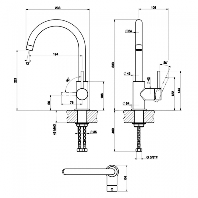 Leisure Aquaswan 2 Single Lever Kitchen Sink Mixer Tap - Chrome
