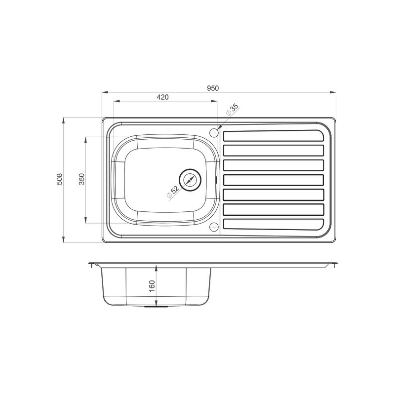 Leisure Lexin 1.0 Bowl Stainless Steel Kitchen Sink with Waste Kit 950mm L x 508mm W - Satin