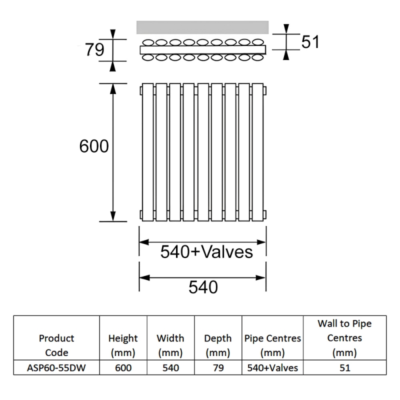 Prestige Aspen Designer Radiator | ASP60-55DW | 600mm x 540mm | White