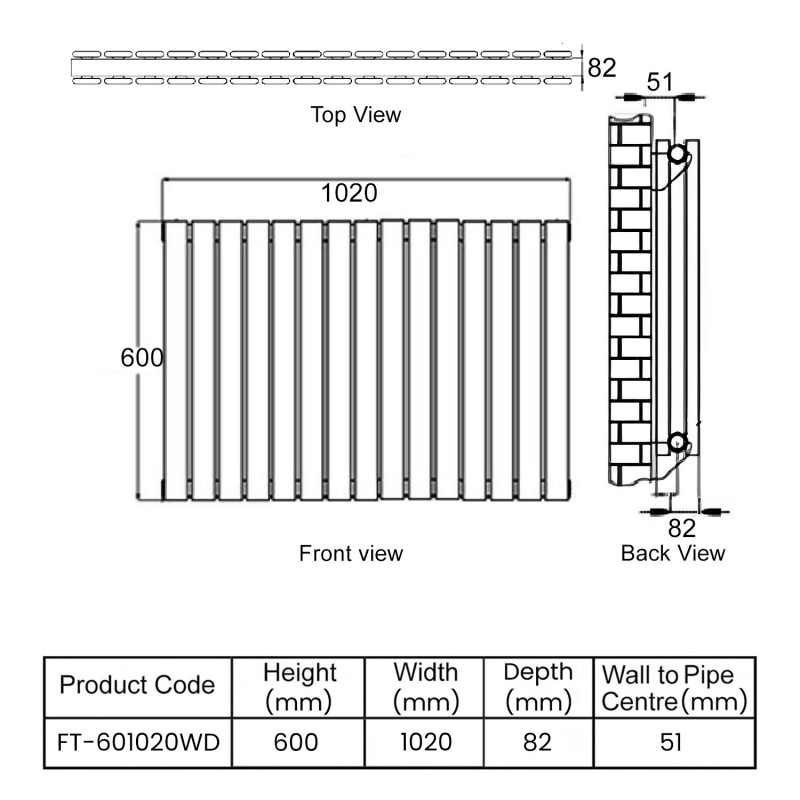 MaxHeat Deshima Double Horizontal Radiator 600mm High x 1020mm Wide White