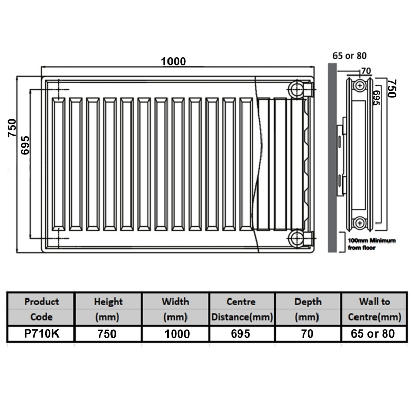 Prestige Kompact Radiator 750mm H x 1000mm W Double Panel Plus