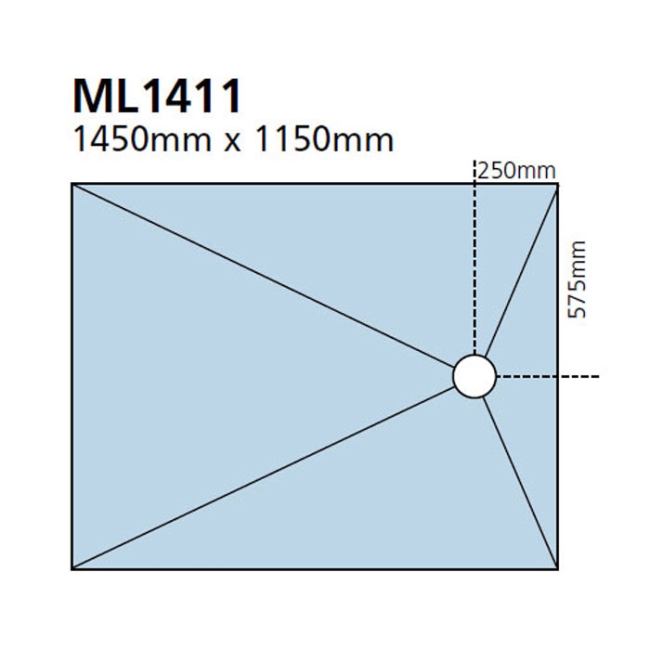 Maxxus Wet Room Former Kit 1450mm x 1150mm 7sqm Tanking Liquid  | Dimension Image