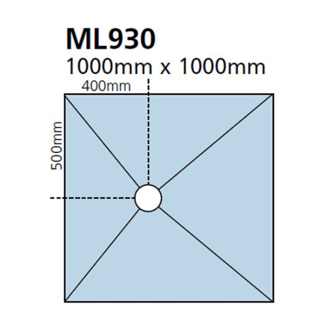 Maxxus Wet Room Former Kit 1000mm x 1000mm 7sqm Tanking Liquid  | Dimension Image