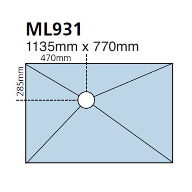 Maxxus Wet Room Former Kit 1135mm x 770mm 7sqm Tanking Liquid  | Dimension Image