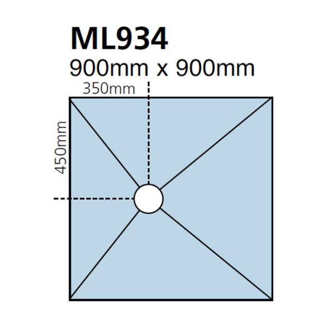 Maxxus Wet Room Former Kit 900mm x 900mm 7sqm Tanking Liquid  | Dimension Image