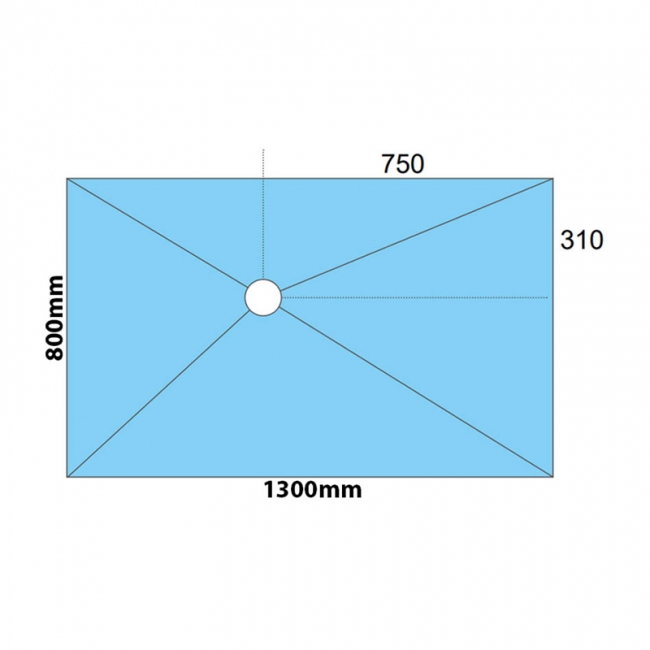 Maxxus Rectangle Wetroom Former 1300mm x 800mm for Micro Cement Floor - Offset Drain