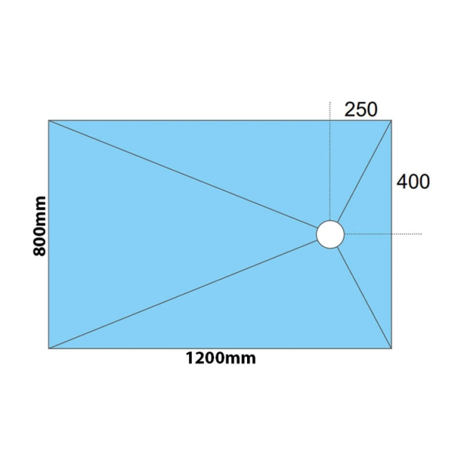 Maxxus Rectangle Wetroom Former 1200mm x 800mm for Micro Cement Floor - Offset Drain  | Dimension Image