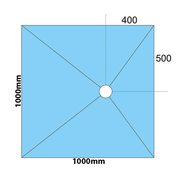 Maxxus Square Wetroom Former 1000mm x 1000mm for Micro Cement Floor - Offset Drain  | Dimension Image