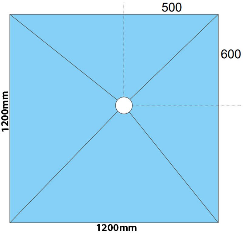 Maxxus Square Wetroom Former 1200mm x 1200mm for Micro Cement Floor - Offset Drain