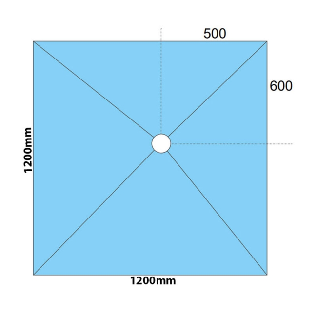 Maxxus Square Wetroom Former 1200mm x 1200mm for Micro Cement Floor - Offset Drain  | Dimension Image