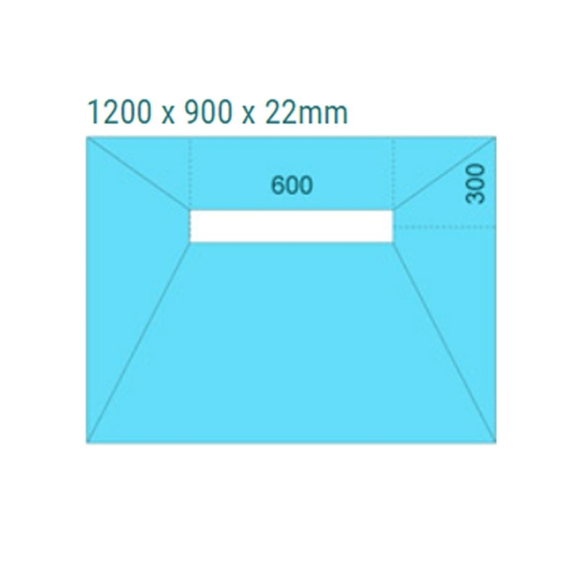 Maxxus Linear Rectangular Wetroom Former 1200mm x 900mm for Vinyl Flooring - Offset Drain Position  | Dimension Image