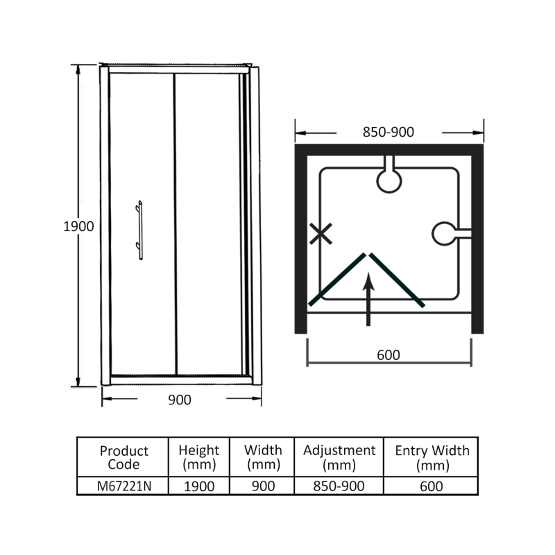 Merlyn 6 Series BiFold Shower Door 900mm M67221N