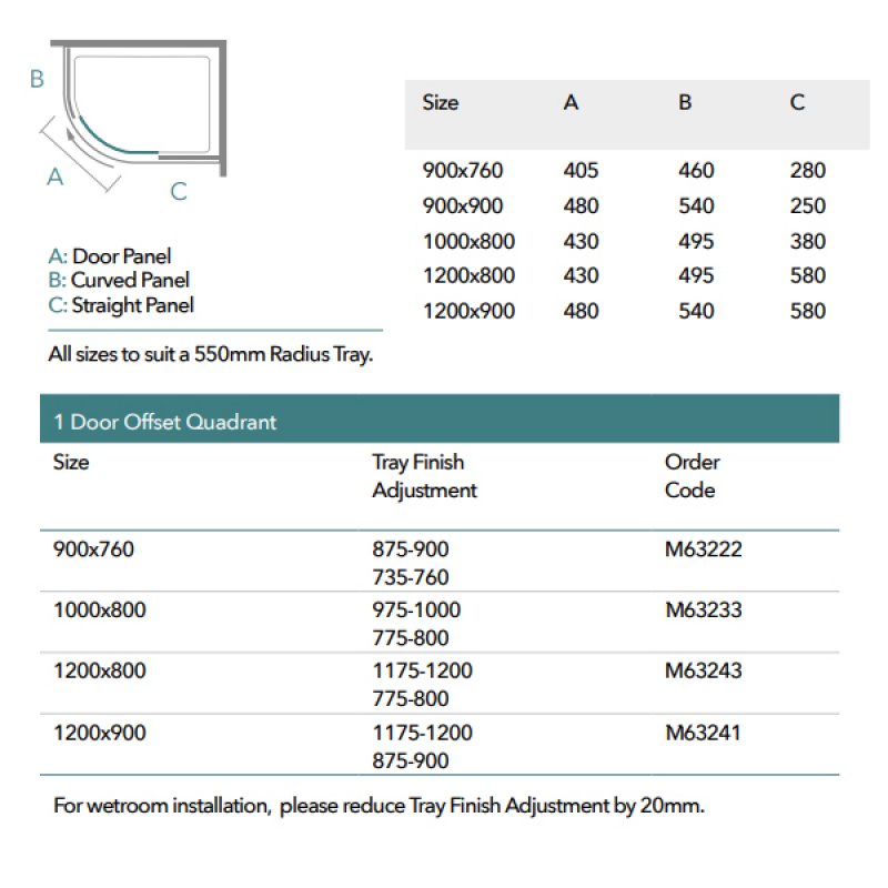 Merlyn 6 Series Offset Quad Shower Enclosure 1200x900mm M63241