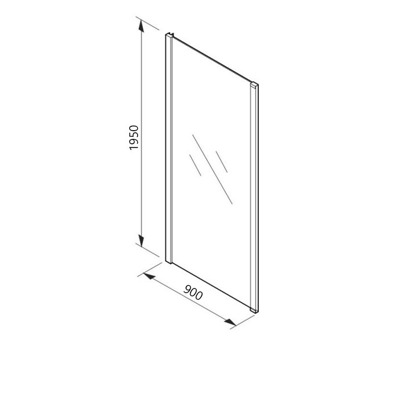 Merlyn 8 Series Frameless Side Panel 900mm Wide 8mm Glass  | Dimension Image