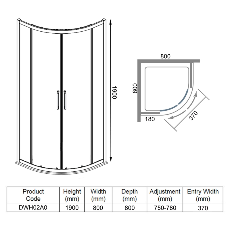 Merlyn Ionic Essence Framed Quadrant Shower Enclosure 800mm x 800mm - 8mm Glass