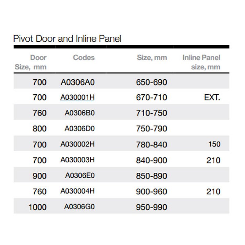 Merlyn Ionic Express Pivot Shower Door 670mm-710mm Wide - 6mm Glass