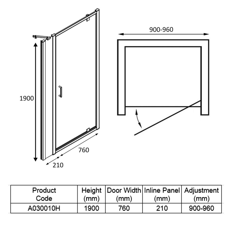 Merlyn Ionic Express Inline Bi-Fold Shower Door 900mm+ Wide - 6mm Glass