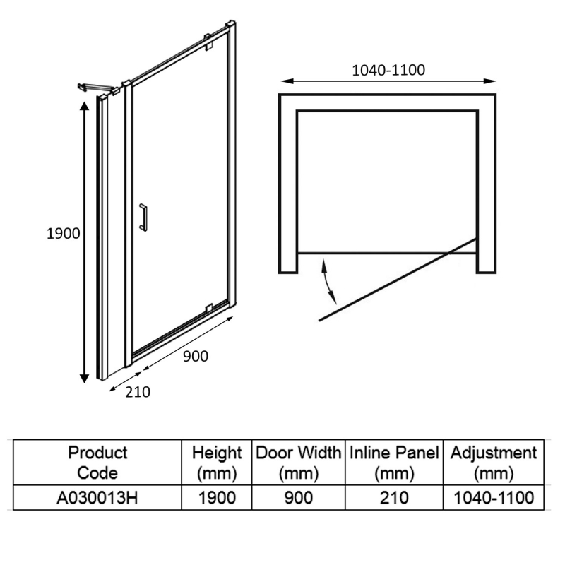 Merlyn Ionic Express Inline Bi-Fold Shower Door 1050mm+ Wide - 6mm Glass