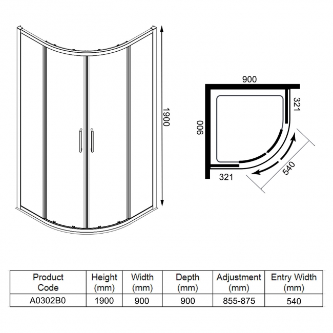 Merlyn Ionic Express Quadrant Shower Enclosure 900mm x 900mm - 6mm Glass