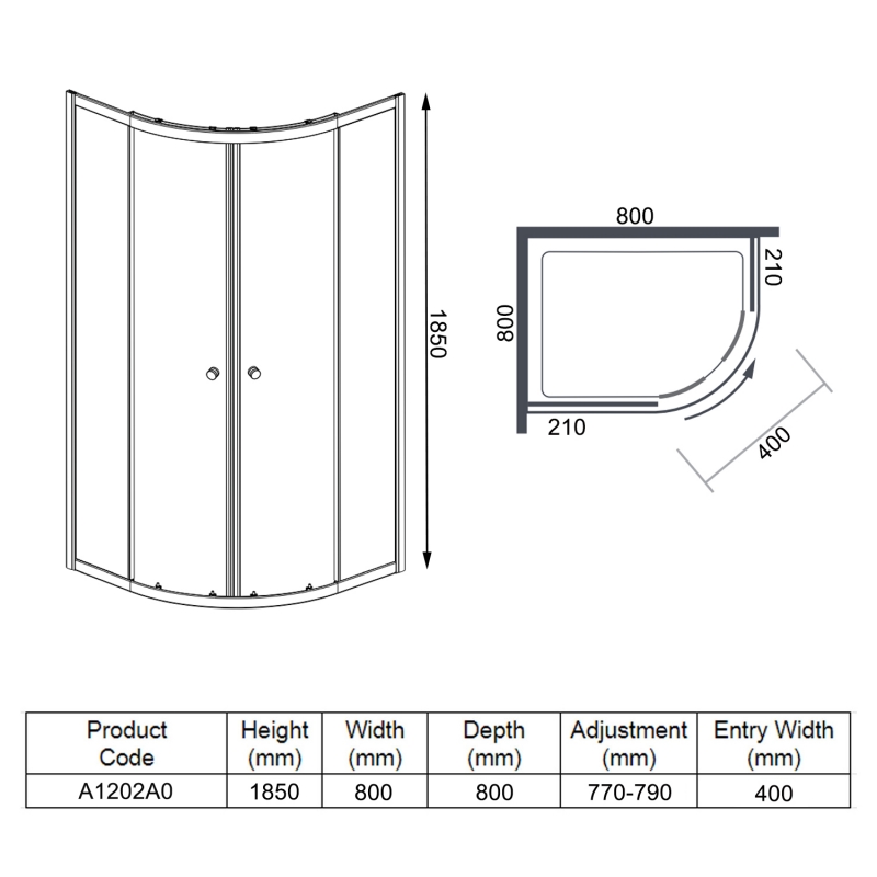 Merlyn Ionic Source Quadrant Shower Enclosure 800mm x 800mm - 6mm Glass