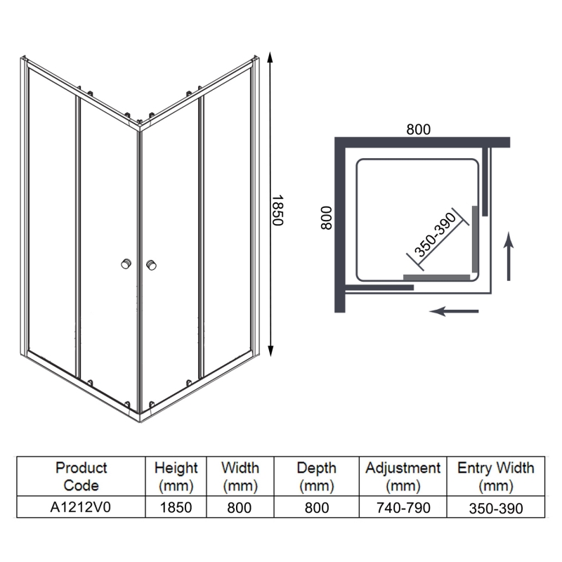 Merlyn Ionic Source Corner Entry Shower Enclosure 760/800mm x 760/800mm - 6mm Glass