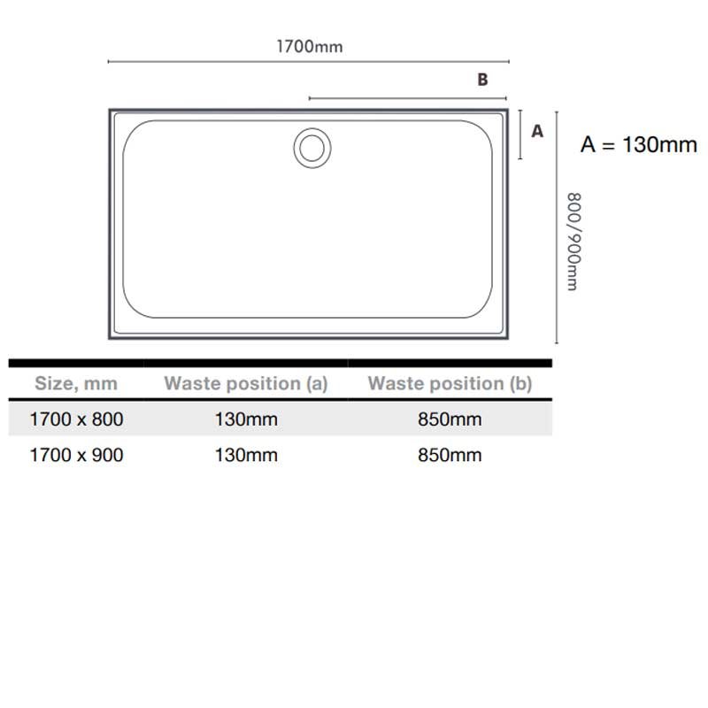 Merlyn Ionic Touchstone Rectangular Shower Tray 1700mm x 800mm White