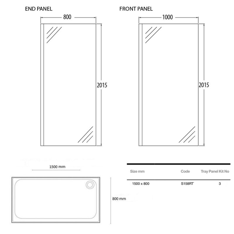 Merlyn Ionic WalkIn Enclosure 1500mm x 800mm 8mm A0409D0+A0409B0