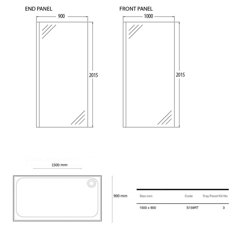 Merlyn Ionic WalkIn Enclosure 1500mm x 900mm 8mm A0409D0+A0409C0