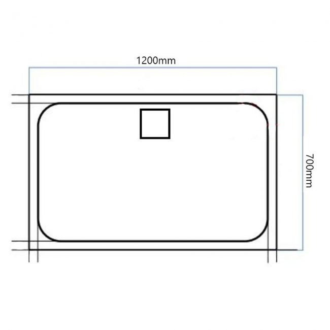 Merlyn Level25 Slip Resistant Rectangular Shower Tray 1200mm x 700mm (inc Waste)  | Dimension Image