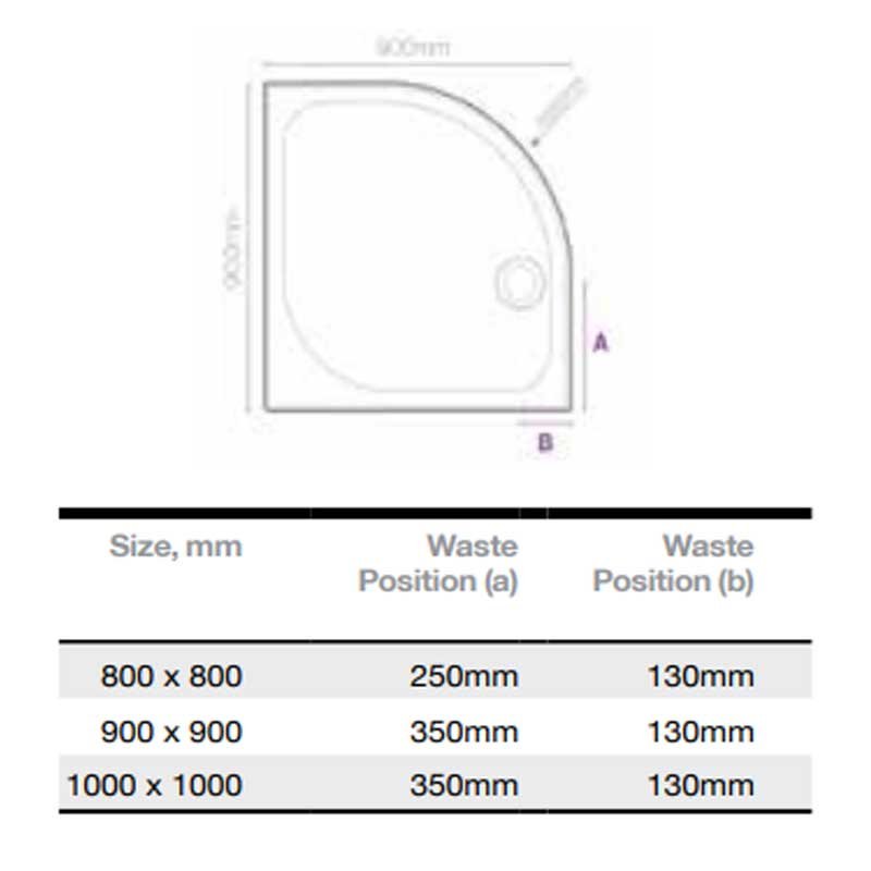 Merlyn Mstone Quadrant Shower Tray with Waste 1000mm x 1000mm - Stone Resin